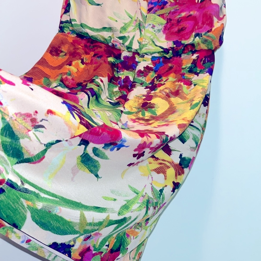 Suzi Chin For Maggie Silk Asymmetrical Sleeveless Dress Size 6 Vibrant Colors - Picture 10 of 13